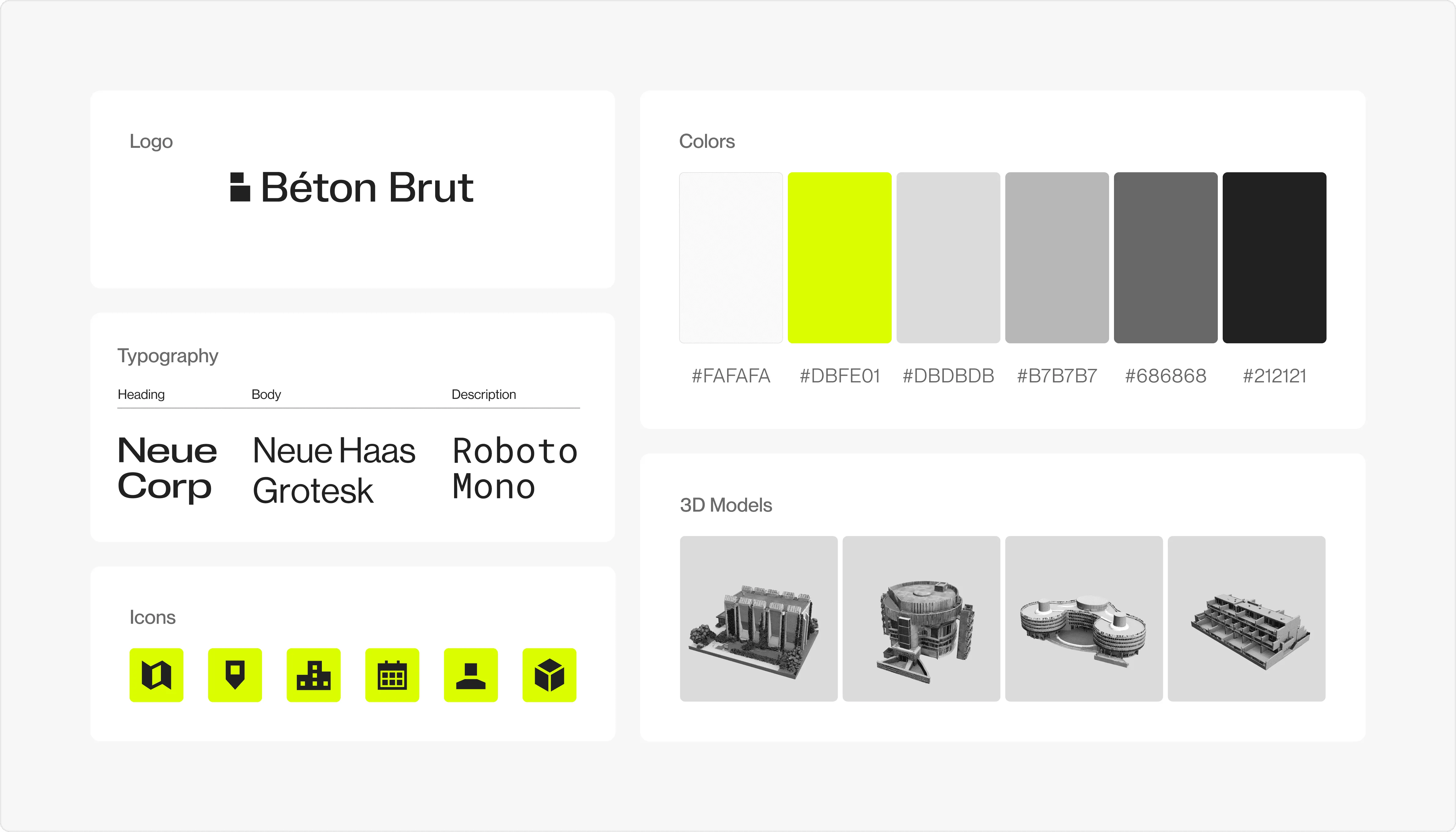 Style guide: logo, colours, typefaces, icons and 3D models